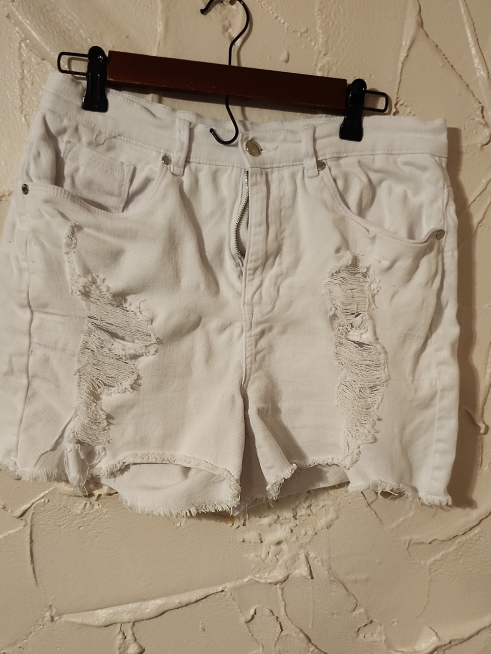 Venus Distressed White Denim Shorts